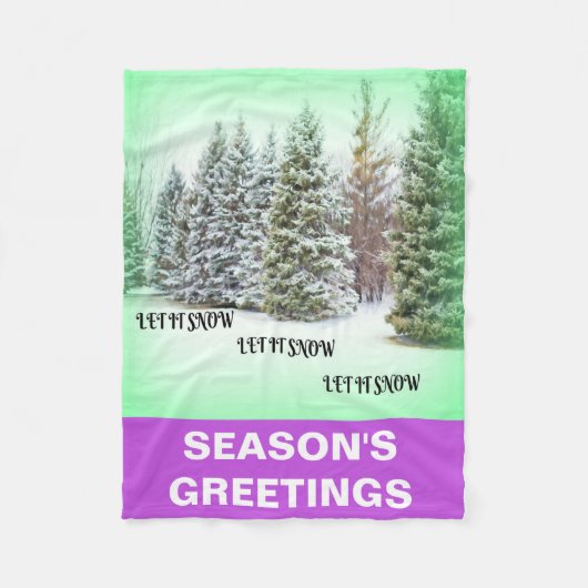 Feiern Wintersaison Grüne Pinienbäume Schnee Fleecedecke (Vorderseite)