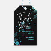 Feiern wir Blue Bokeh Gradient Black Birthday Geschenkanhänger (Vorderseite)