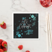 Feiern wir Blue Bokeh Gradient Black Birthday Serviette (Beispiel)