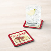 Feiern wir Cherry Cheesecake Dessert Geburtstag Getränkeuntersetzer (Rechte Seite)