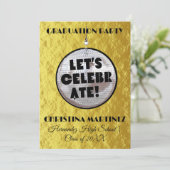 Feiern wir das ABSCHLUSS Disco Ball Party Einladung (Stehend Vorderseite)