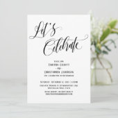 Feiern wir das Ausarbeiten von Script in Schwarz u Einladung (Stehend Vorderseite)