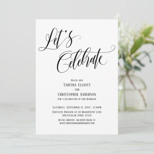 Feiern wir das Ausarbeiten von Script in Schwarz u Einladung (Stehend Vorderseite)