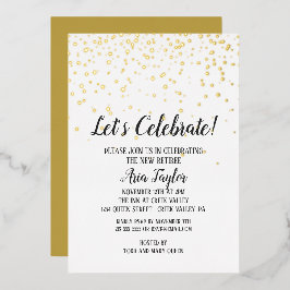 Feiern wir das Confetti Rente Party Gold Folieneinladung