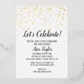 Feiern wir das Confetti Rente Party Gold Folieneinladung (Vorderseite)