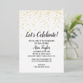Feiern wir das Confetti Rente Party Gold Folieneinladung (Stehend vorne)