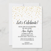 Feiern wir das Gold Confetti Rente Party Einladung (Vorderseite)
