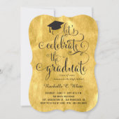 Feiern wir das Graduate Gold Chic Grad Party Einladung (Vorderseite)