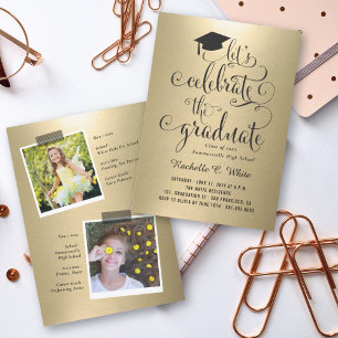 Feiern wir das Graduate Metallic Gold Party Einladung