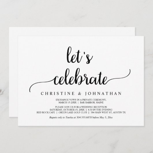 Feiern wir, das moderne rustikale Hochzeitsfest Einladung (Vorne/Hinten)