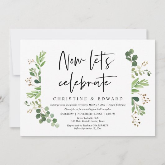 Feiern wir das Party der Hochzeitsfeier Einladung (Vorderseite)