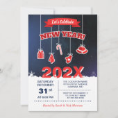 Feiern wir das Party des Neujahrs Einladung (Vorderseite)