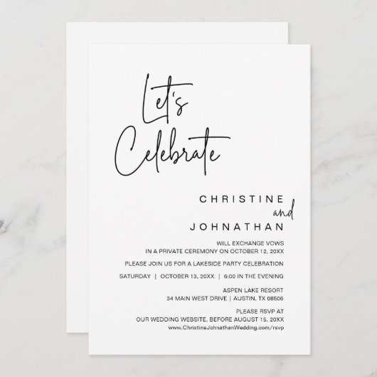 Feiern wir das Party zum Hochzeitsessen Einladung (Vorne/Hinten)