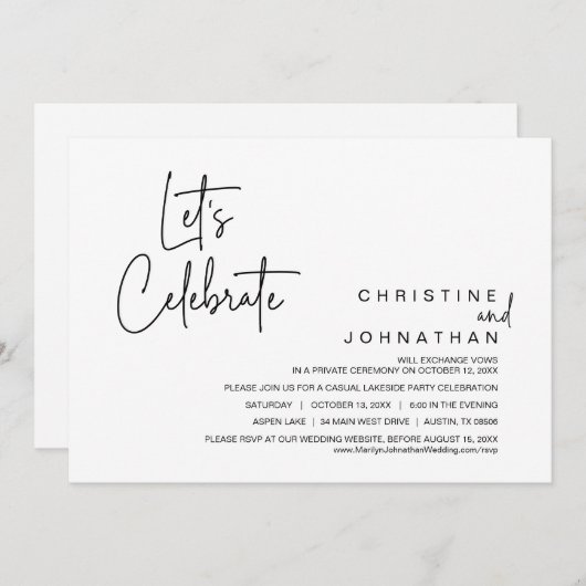 Feiern wir das Party zum Hochzeitsessen Einladung (Vorne/Hinten)