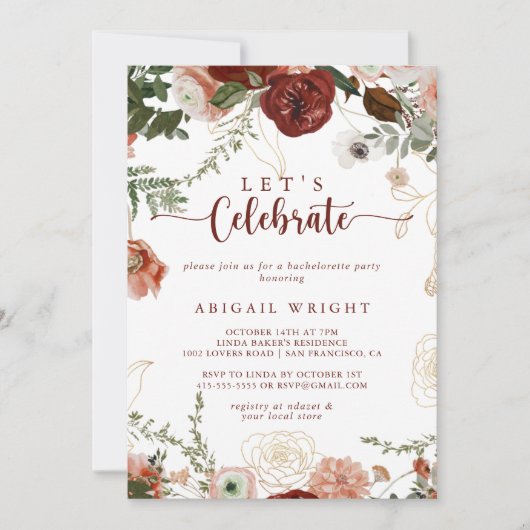 Feiern wir das rustikale, farbenfrohe Party der go Einladung (Vorderseite)