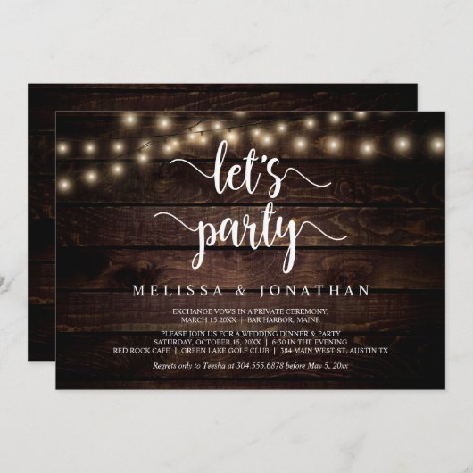 Feiern wir das rustikale Hochzeitsfeier-Party Einladung (Vorne/Hinten)