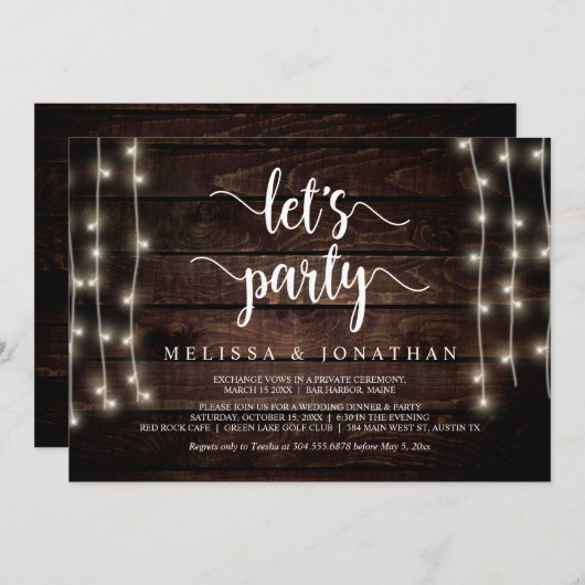 Feiern wir das rustikale Hochzeitsfeier-Party Einladung (Vorne/Hinten)