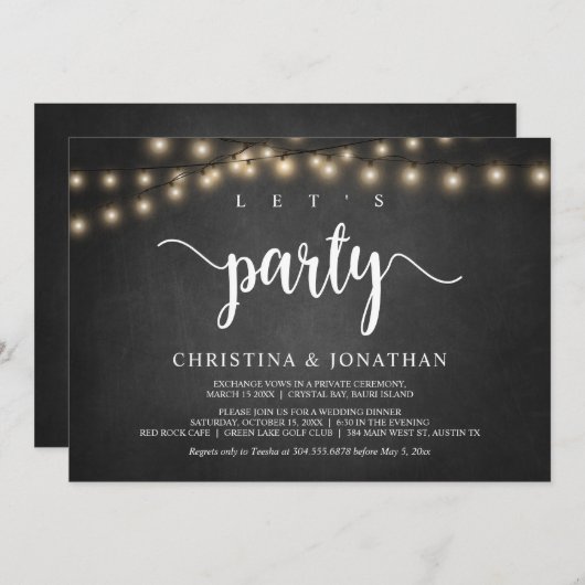 Feiern wir das rustikale Hochzeitsfeier-Party in Einladung (Vorne/Hinten)