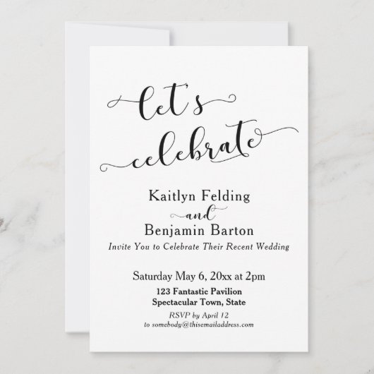 Feiern wir das Script nach der Hochzeit Einladung (Vorderseite)