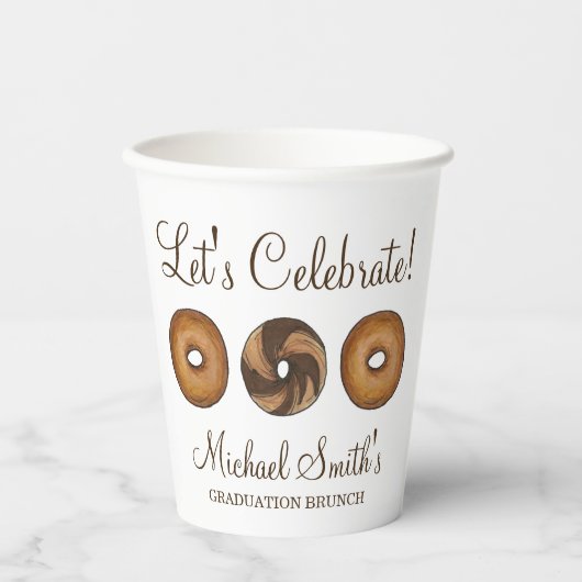 Feiern wir den Brunch der Bagel Graduation Party Pappbecher (Vorderseite)