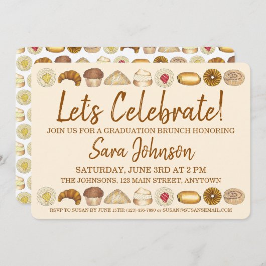 Feiern wir den Brunch des Patisserie-Tablets Einladung (Vorne/Hinten)