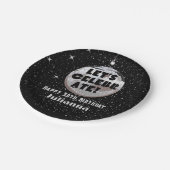 Feiern wir den Disco Ball Black Geburtstag Pappteller (Schrägansicht)