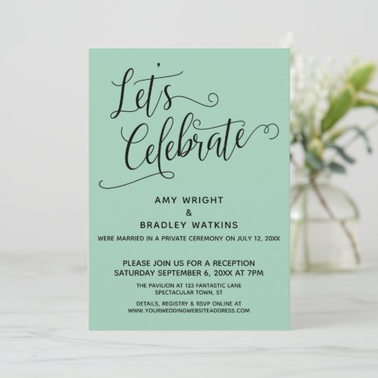 Feiern wir den eleganten, hellgrünen Empfang - nur Einladung (Stehend Vorderseite)