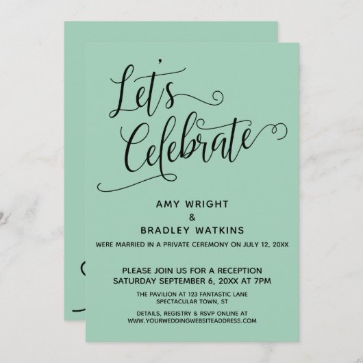 Feiern wir den eleganten, hellgrünen Empfang - nur Einladung (Vorne/Hinten)