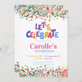 Feiern wir den Geburtstag des Confetti-Party Einladung (Vorne/Hinten)