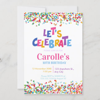 Feiern wir den Geburtstag des Confetti-Party Einladung