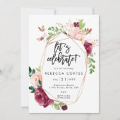 Feiern wir den geometrischen Blumengeburtstag Einladung (Vorderseite)