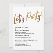 Feiern wir den Gold Handwriting Empfang Einladung (Vorderseite)