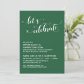 Feiern wir den grünen Empfang "Hearts Script Leaf" Einladung (Stehend Vorderseite)
