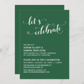 Feiern wir den grünen Empfang "Hearts Script Leaf" Einladung (Vorne/Hinten)