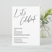 Feiern wir den modernen Schwarz-Weiß-Empfang Einladung (Stehend Vorderseite)