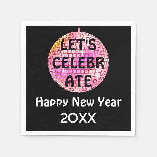 Feiern wir den NYE Disco Ball Pink Serviette (Vorderseite)