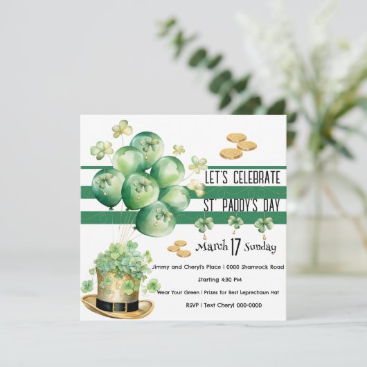 Feiern wir den St. Paddy's Day Einladung (Stehend Vorderseite)