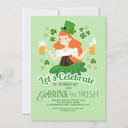 Feiern wir den St. Patrick's Day Einladung (Vorderseite)