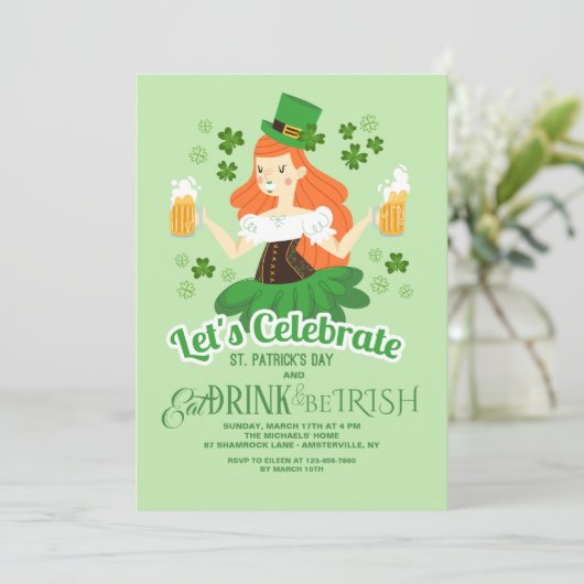 Feiern wir den St. Patrick's Day Einladung (Stehend Vorderseite)