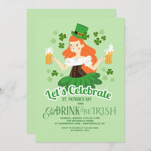 Feiern wir den St. Patrick's Day Einladung (Vorne/Hinten)