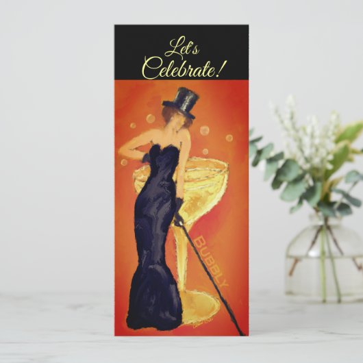 Feiern wir die bemalte Champagner Lady Invitation Einladung (Stehend Vorderseite)