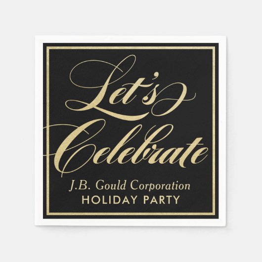 Feiern wir die Black Gold Script Feierlichkeiten Serviette (Vorderseite)