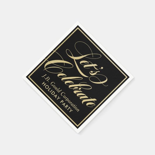 Feiern wir die Black Gold Script Feierlichkeiten Serviette (Ecke)