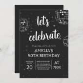 Feiern wir die Diskothek als Schwarz und Weiß Einladung (Vorne/Hinten)