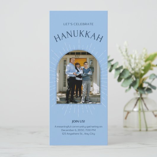 Feiern wir die Hanukkah-Karte (Stehend Vorderseite)