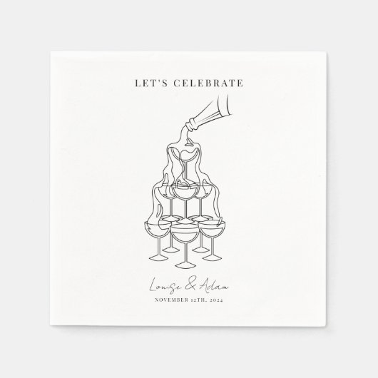 Feiern wir die Hochzeit des Champagnerturms Serviette (Vorderseite)