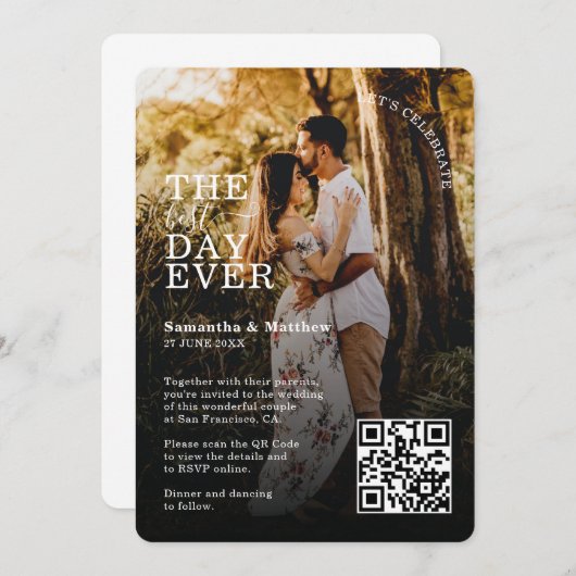 Feiern wir die Hochzeit des QR-Codes zum besten Ta Einladung (Vorne/Hinten)