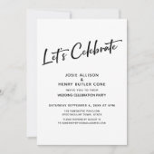 Feiern wir die Hochzeitsempfehlung + Goldrand Einladung (Vorderseite)