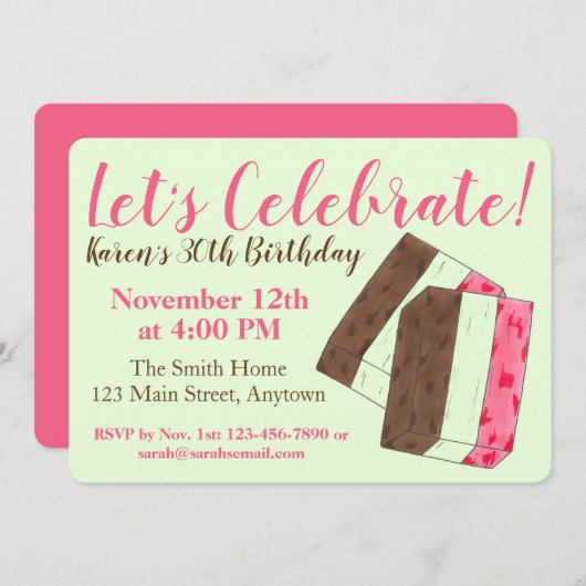 Feiern wir die italienische Spumoni-Eiscreme Einladung (Vorne/Hinten)