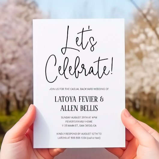 Feiern wir die Lässige Hochzeit im Hinterhof Einladung